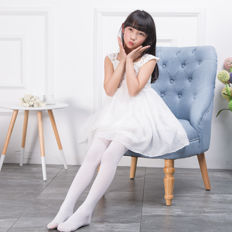22年夏季新款不起球天鹅绒儿童连裤袜按摩底防滑白色女童舞蹈裤袜