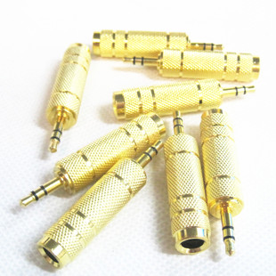 镀金头麦克风录音转换插头3.5公转6.5母音频转接头电吉他转换器