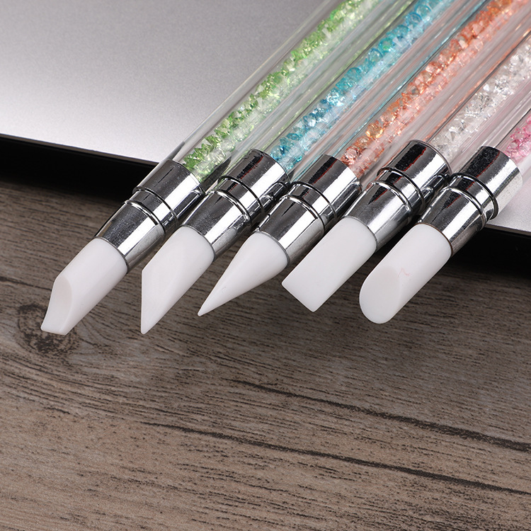 Strict Selection Nail Drill Rod Silicone Pen Nail Brush Set Double-Headed Apply Magic Mirror Effect Powder Stickers Press Stick Carved Glue Mixing