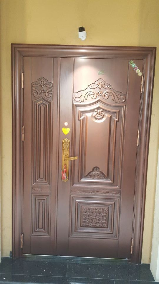 仿红铜仿紫铜防盗子母双开门金属门安全门铁门钢质进户门