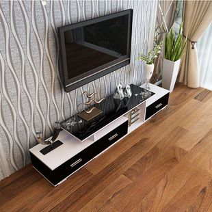 钢化玻璃电视柜套装简约现代欧式小户型客厅家具伸缩电视机柜