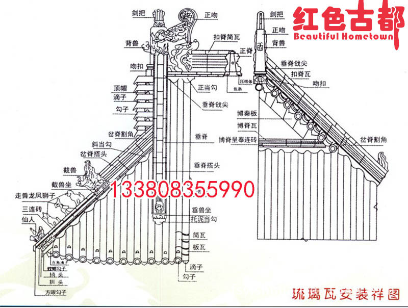 佛山仿古建筑园林建材琉璃瓦配件 圆珠琉璃瓦