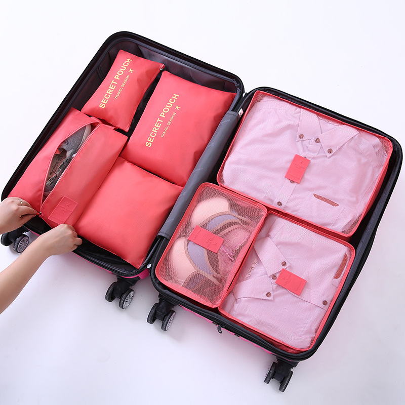 High Quality Cross-Border Hot Travel Buggy Bag Waterproof Seven-Piece Business Travel Luggage Classification Organize and Storage Suit