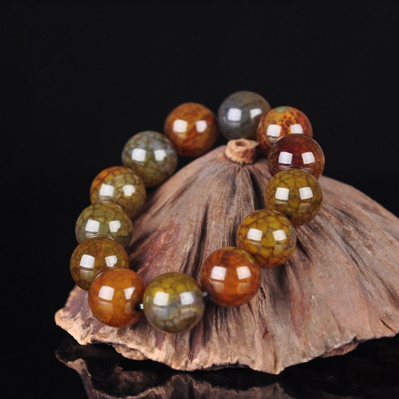正品天然巴西龙纹石玛瑙手链饰品帝王级孔雀石佛珠手串男女款批发
