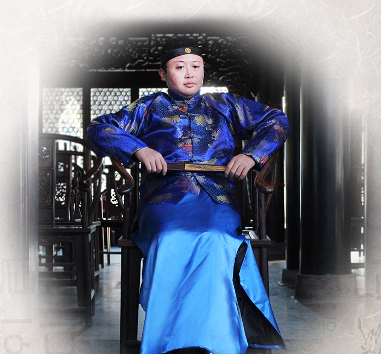 老人唐装寿服秀禾男新郎装地主服装财主马褂老爷古装演出服民国衣