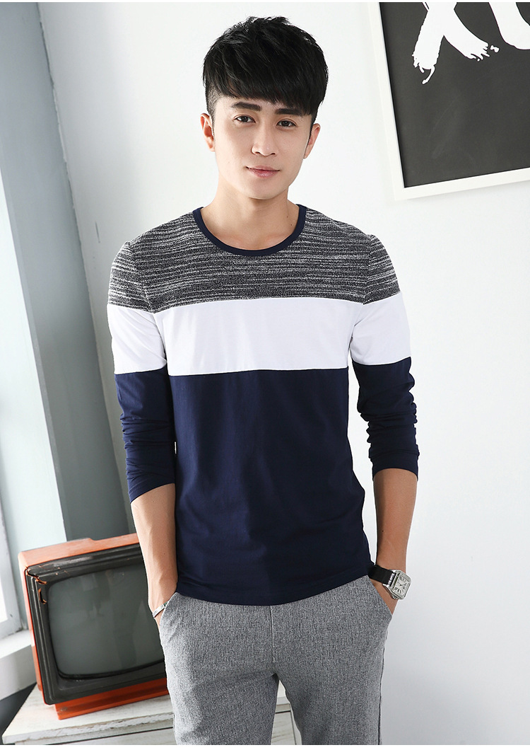 长袖t恤男士圆领小衫韩版外穿打底衫潮流2017秋装上衣服薄款秋衣
