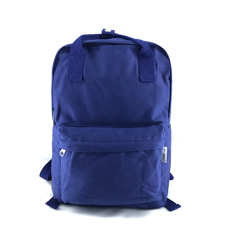 日本 纯色手提搭扣帆布包方形女书包双肩两用包