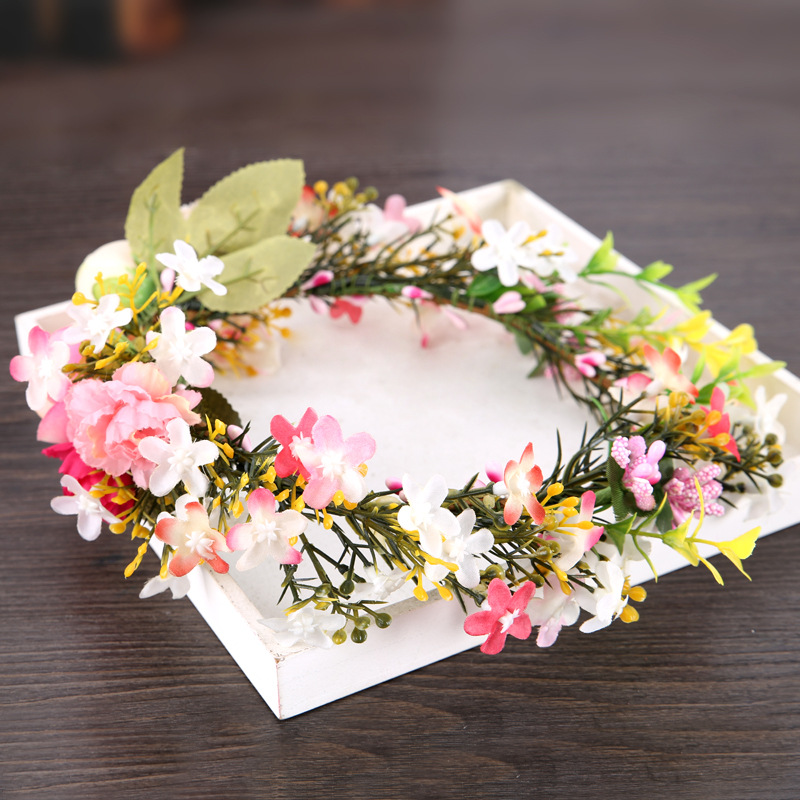 仿真花环写真拍摄婚纱配饰发饰厂家直销 沙滩花环配饰新娘头饰