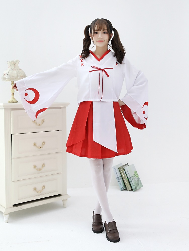 新月和风 改良版和服犬夜叉桔梗 巫女女装cosplay红白和服装代发