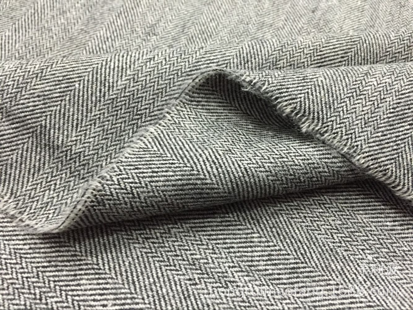 现货直销 经典斜纹人字呢法兰绒 鞋帽西装毛纺面料批发