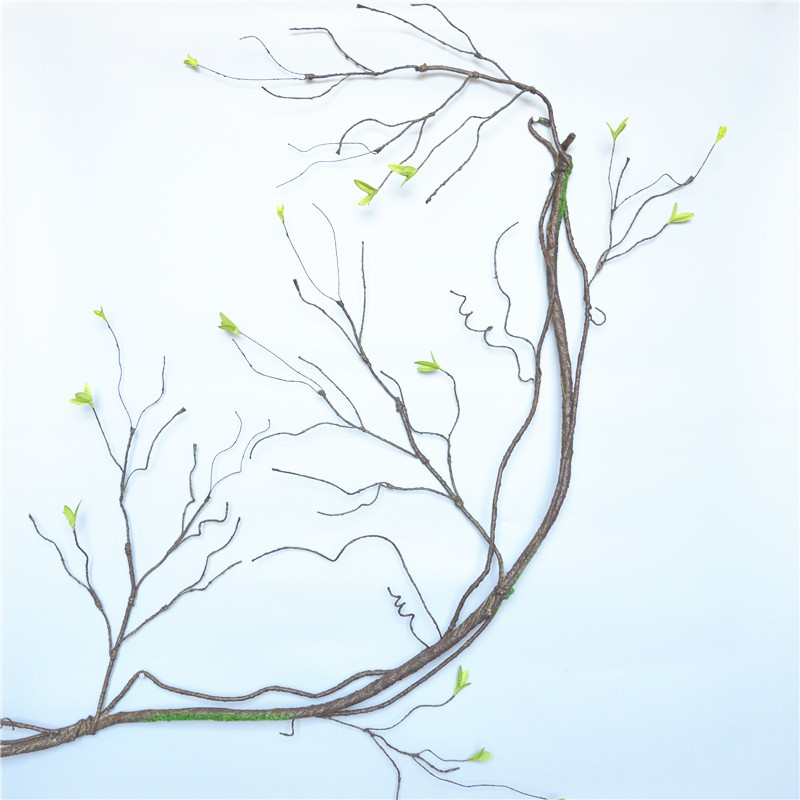 干树枝树藤山藤仿真树枝杆枯藤条白绿小叶藤蔓森系墙壁装饰可弯曲