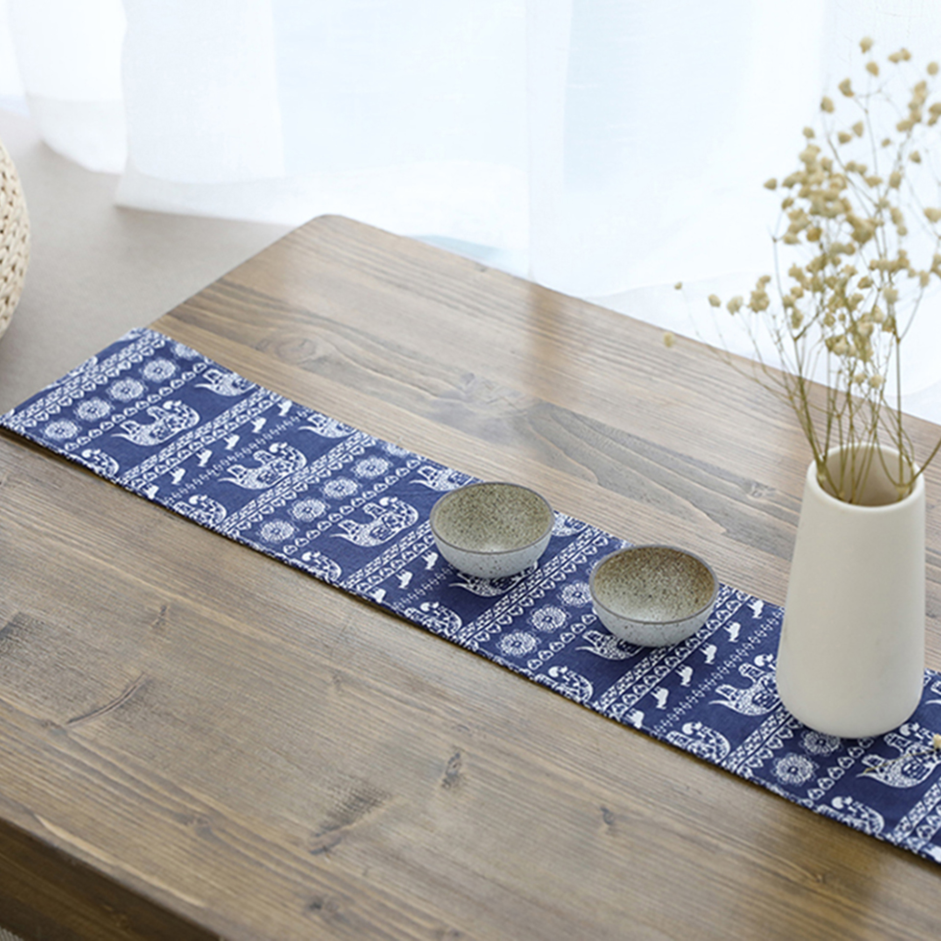 亚麻禅意桌旗茶桌布艺棉麻茶席隔热垫茶道茶布艺配件10*125cm