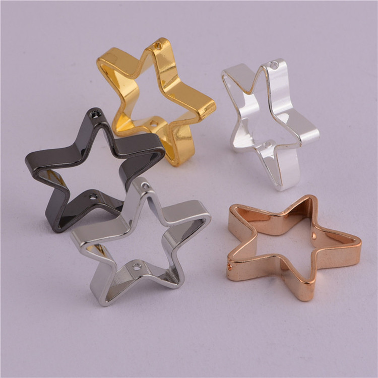 厂家热销双孔对称五角星铜圈配件diy手工个性服饰箱包挂件批发