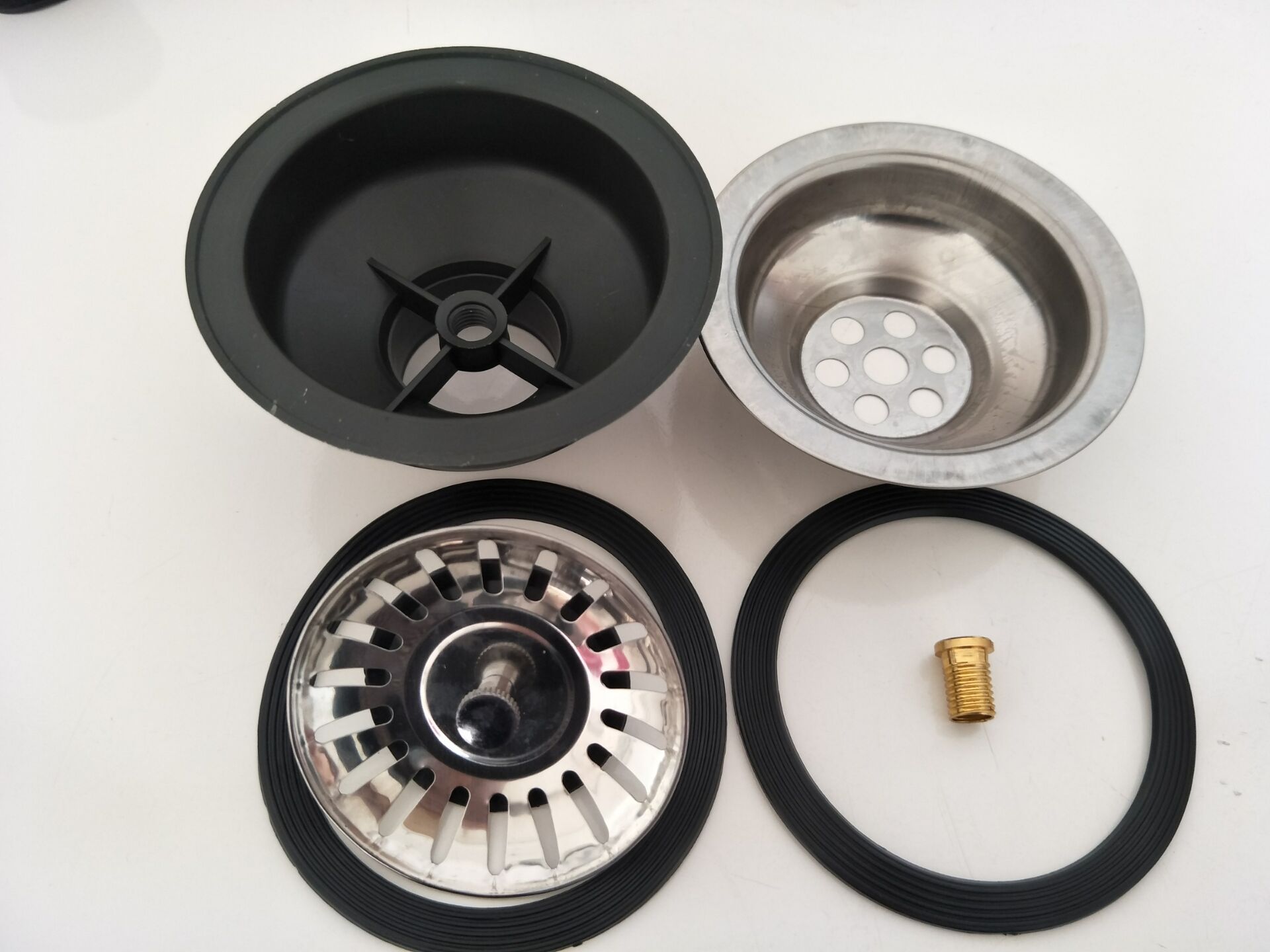 新恒正外贸水槽下水器半钢下水全钢下水口厨房下水管塑料下水口