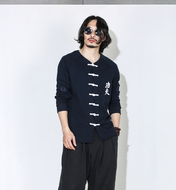 中国风休闲男装功夫刺绣休闲宽松外穿夹克