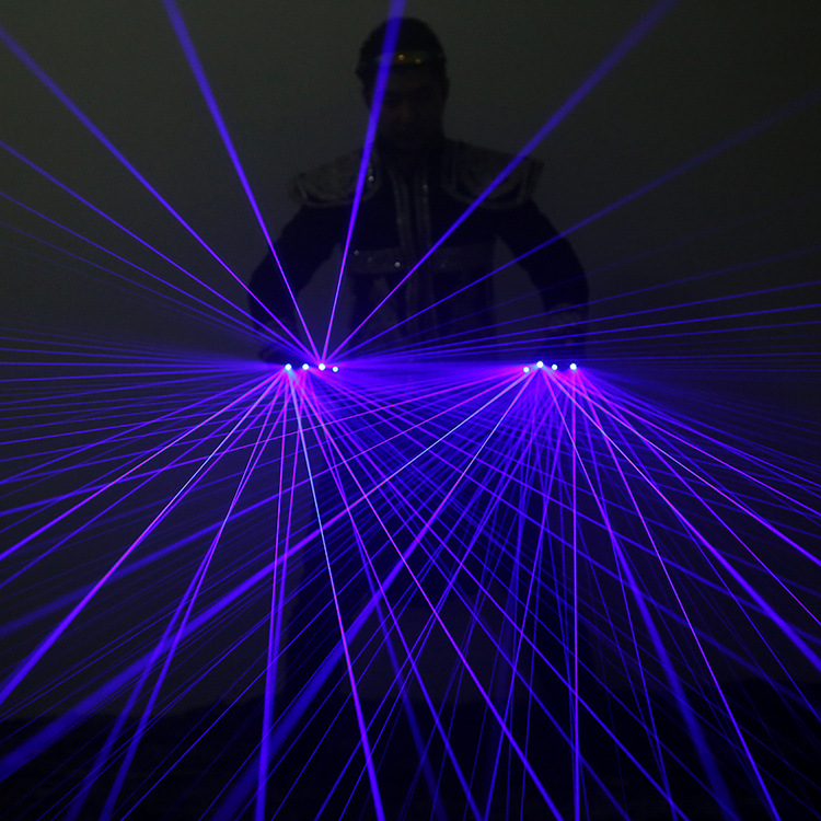 亚马逊热销蓝色激光手套led发光手套酒吧镭射表演发光服厂家直销