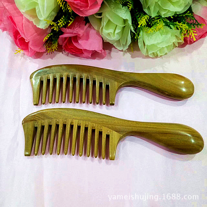 厂家批发加厚六齿绿檀山型形刮痧按摩梳 红檀绿檀按摩梳