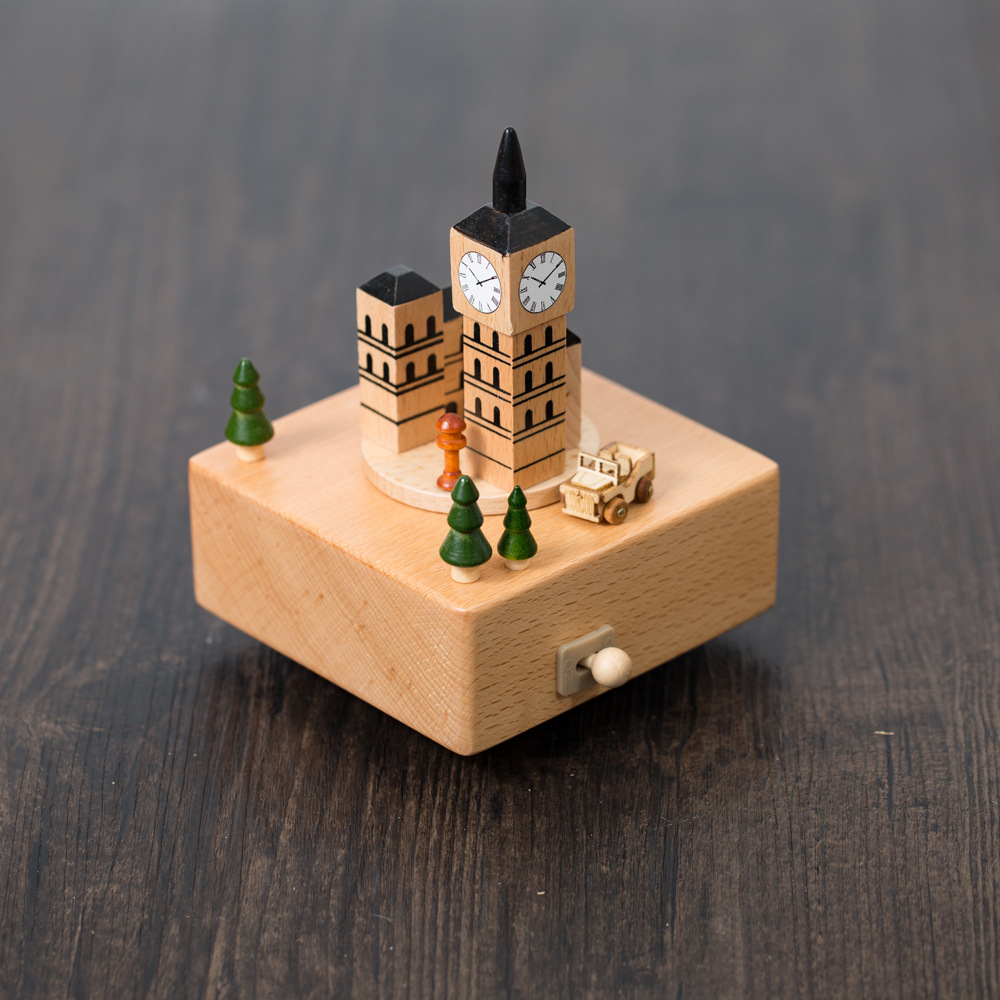 创意音乐盒大本钟木质发条八音盒生日情人节精品礼物模型摆件