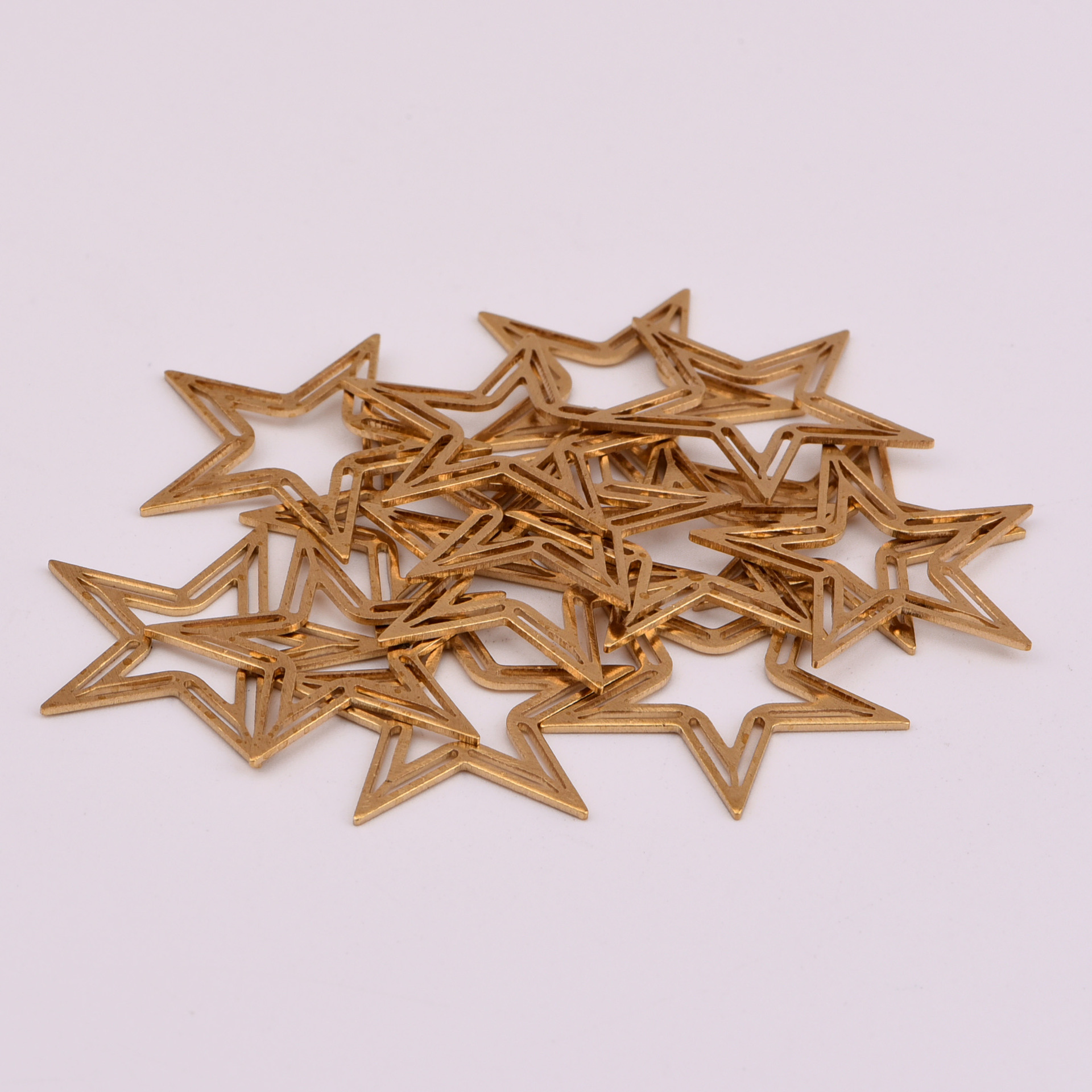 23mm环保黄铜双层五角星镂空铜片耳环吊坠箱包挂件diy手工材料