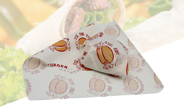 厂家专业定制鸡肉卷汉堡包装纸淋膜防油纸袋食品纸袋托盘纸