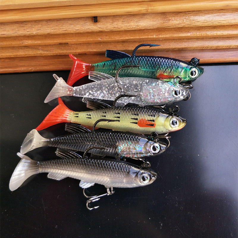 包铅鱼14克路亚饵5色t尾 海钓鱼饵海鲈专杀软饵软鱼假饵海鲈鱼