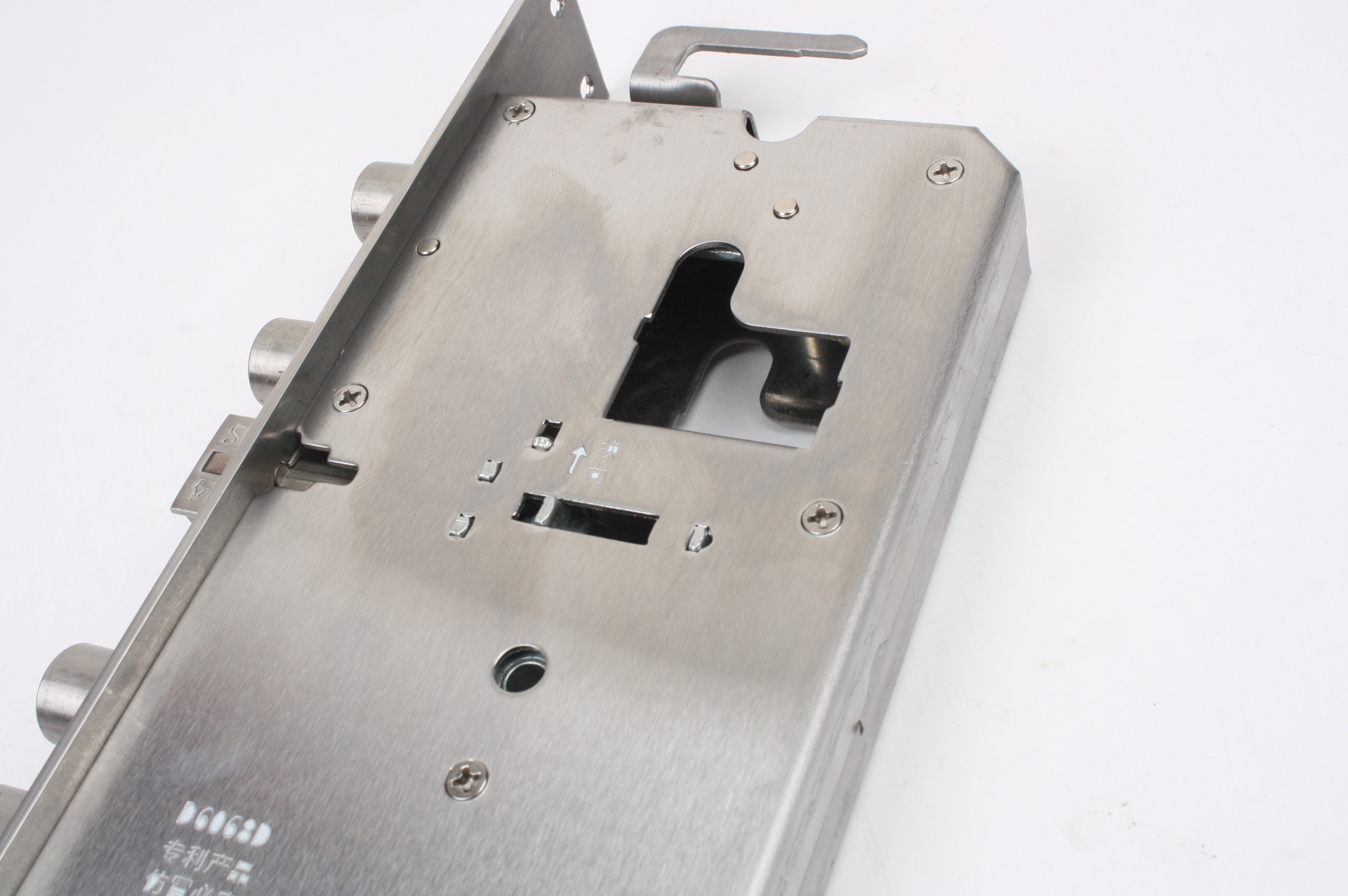 庭锋王力下把手全不锈钢6054双活双快锁体 指纹密码锁 天地锁锁体