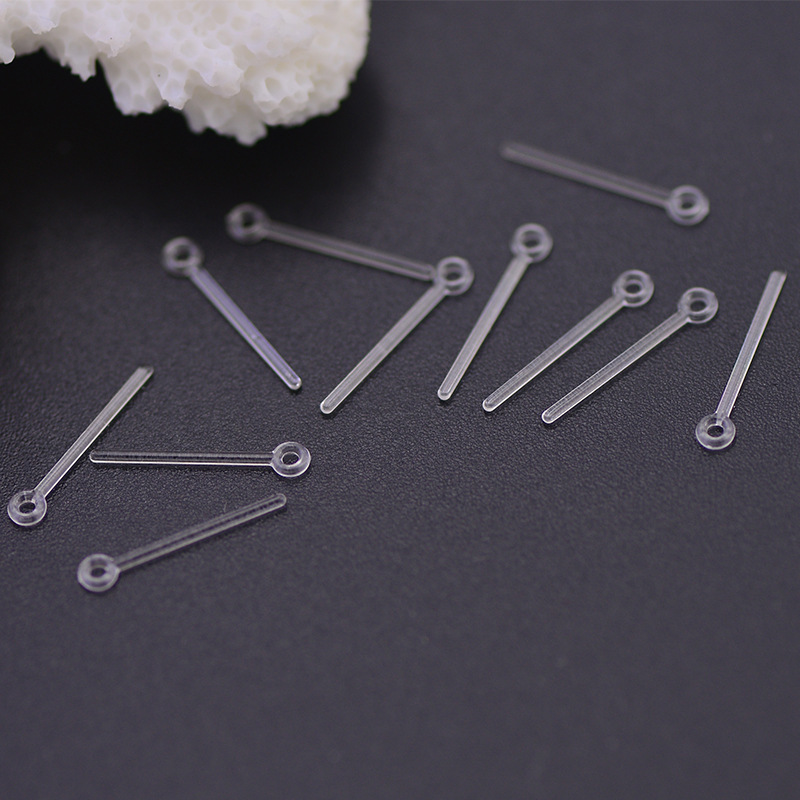 自产自销透明带圈树脂耳针9字针 日韩流行小耳饰配件 隐形耳钉-阿里巴