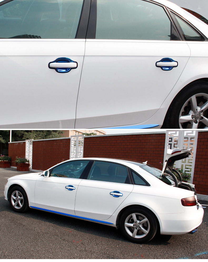 适用于奥迪09-16款a4l外拉手门碗贴 汽车门把手装饰亮条改装 a4l