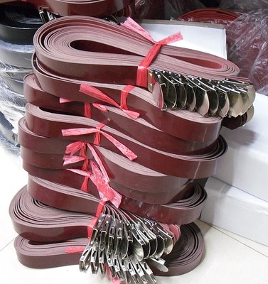 老式矿工劳保裤腰带老鹰扣滚扣牛筋带 学生军训皮带整张切割批发