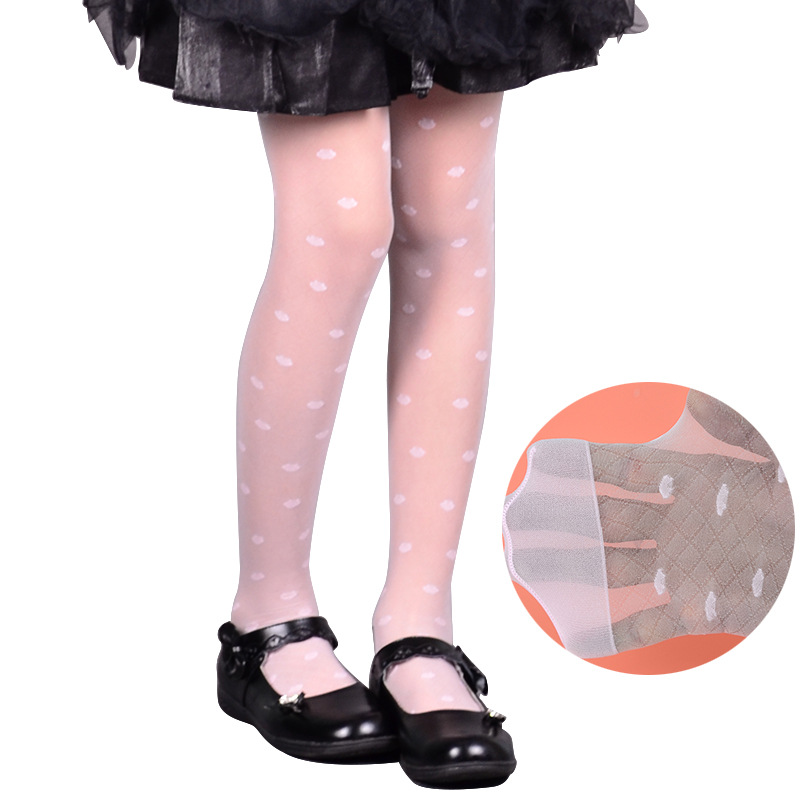 提花儿童连裤袜丝袜 夏季薄款网纱女童丝袜连体透气天鹅绒连裤袜