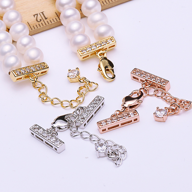 diy项链扣 时尚珍珠双排手链扣 加长尾链饰品扣批发