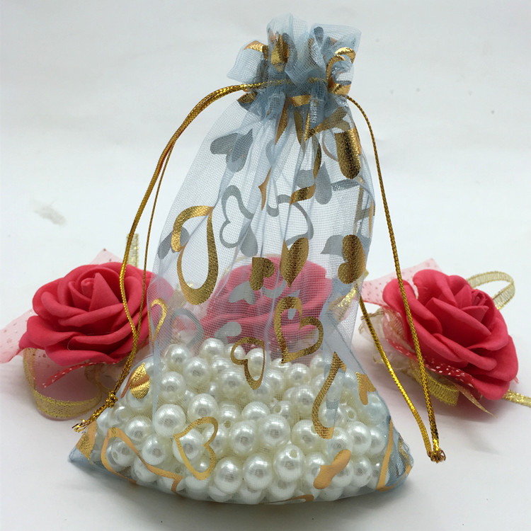 Gilding Heart Shaped Gauze Bag Gauze Bag Gift Denture Mechanic Station Jewelry Bag Candy Wedding Bag Candy Bag Wedding