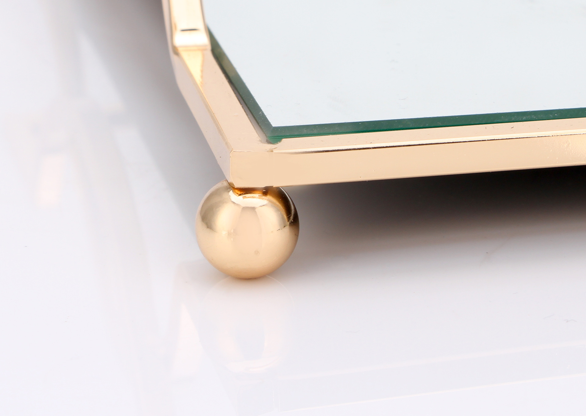 金属镜面水果早餐托盘 欧式别墅客厅样板房镜面金色化妆品收纳盘