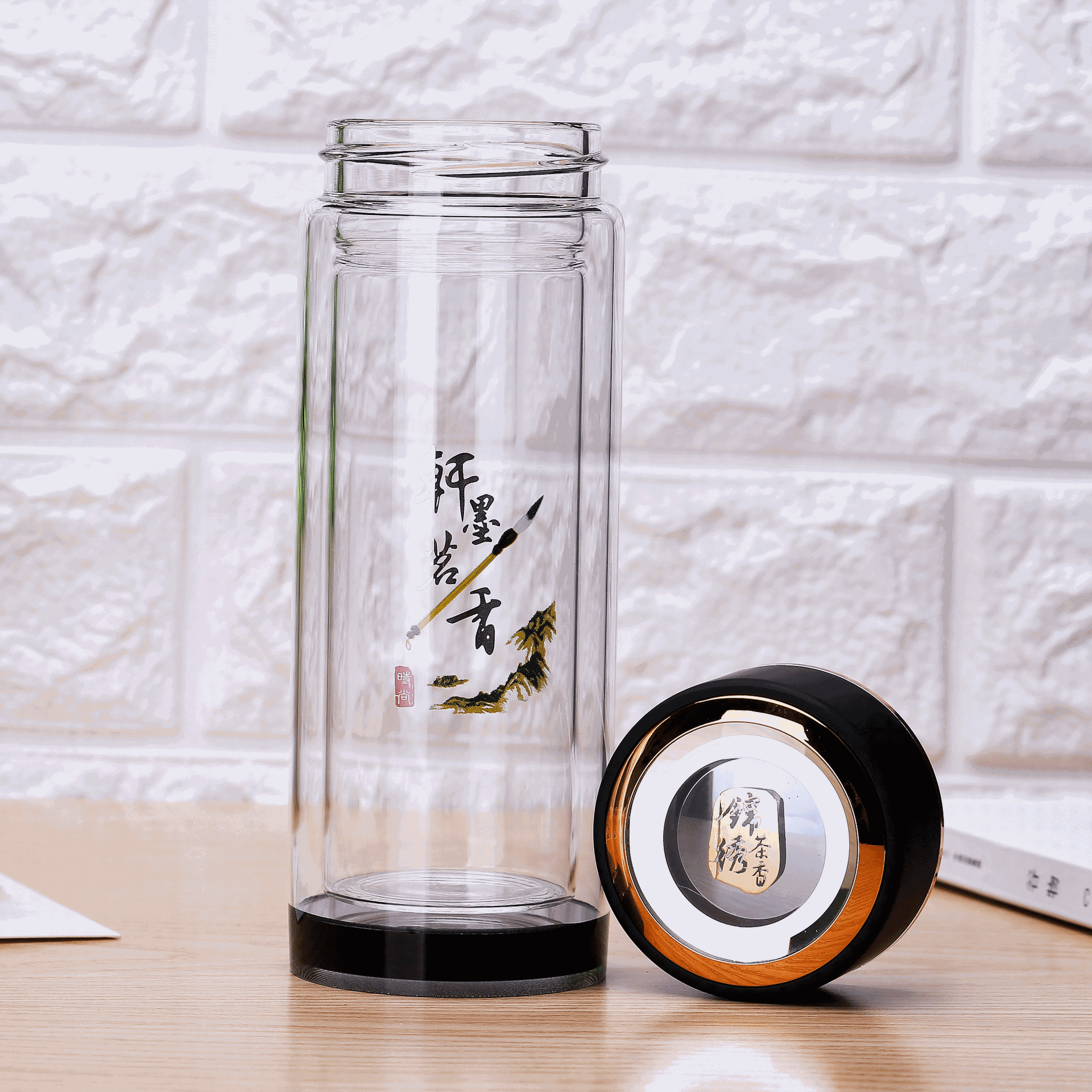 促销创意礼品玻璃水杯广告茶杯杯子定制logo双层玻璃杯批发