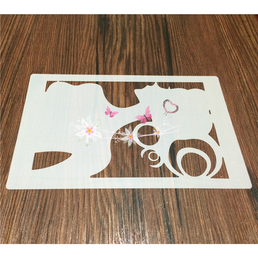 女孩人物diy画图镂空模板工具素材绘画画图涂鸦填色图案花边尺
