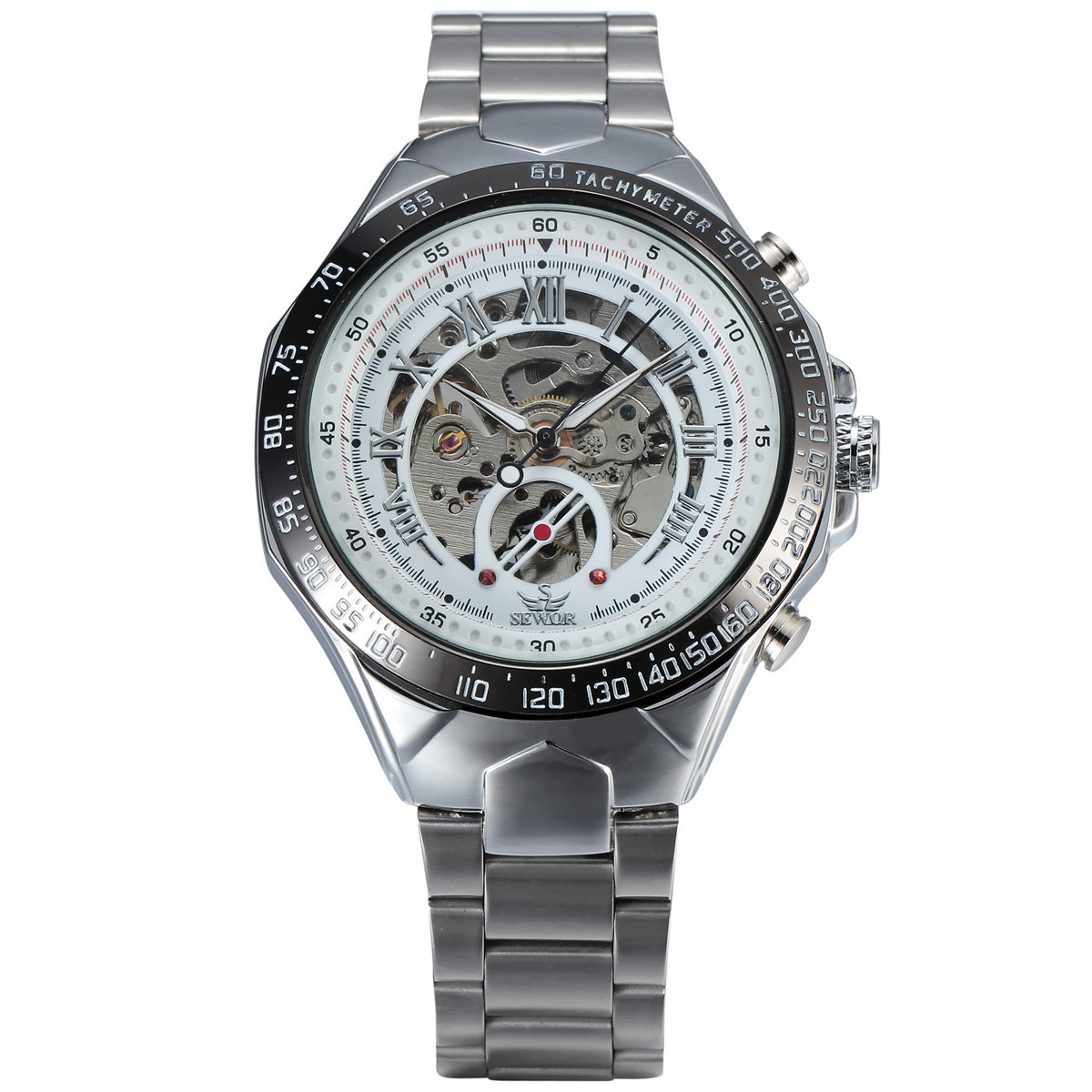 sewor 时尚镂空钢带男士手表 男士表自动机械腕表 768一件代发