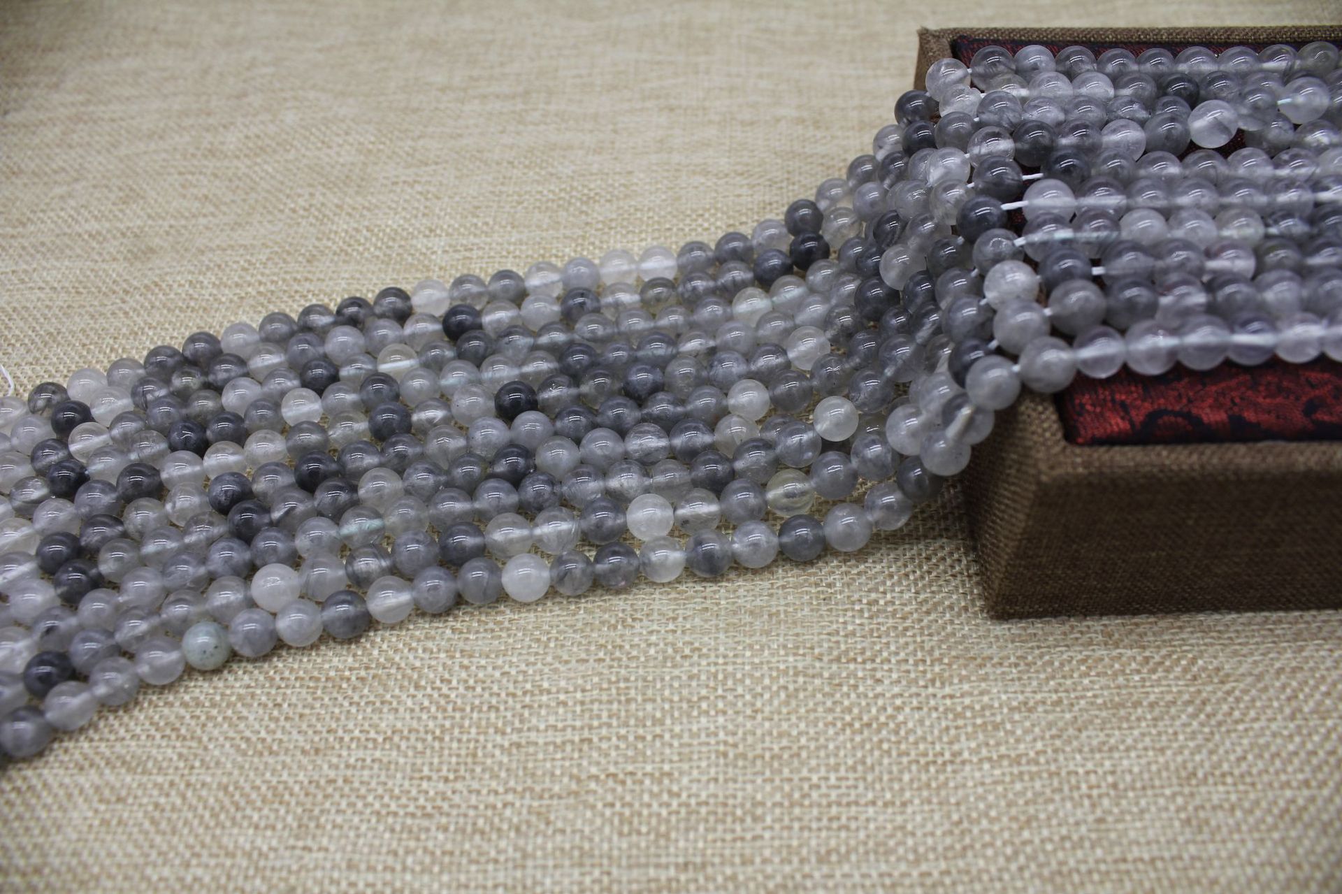 金鹏程 天然云水晶魔鬼水晶散珠圆珠半成品 diy饰品配件批发
