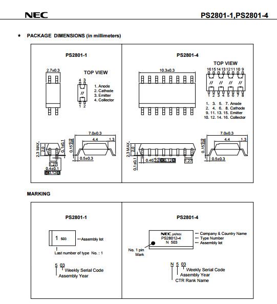 全新原装nec/瑞萨 高速光耦 ps2801-4 so ps2801c-4 p贴片