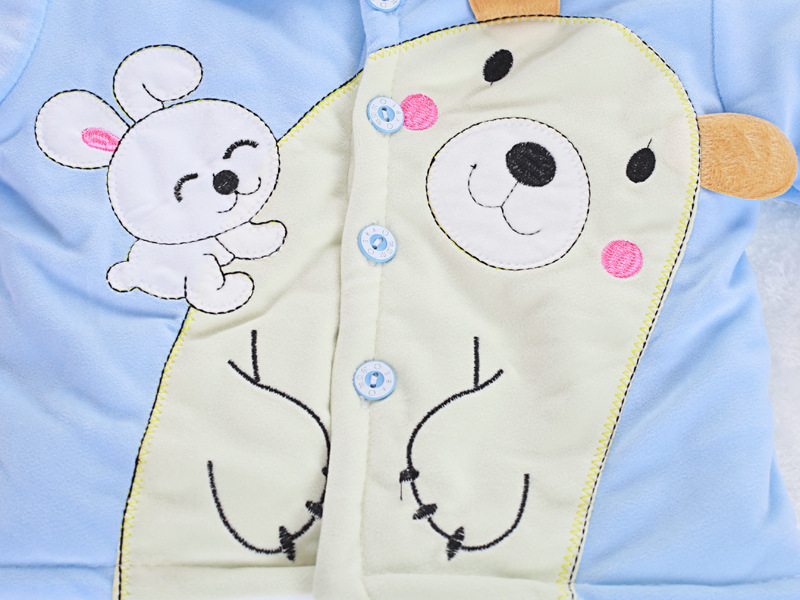 宝宝翻领加厚两件套 厂家直销6-11月新生儿pp兔卡通婴儿夹棉套装