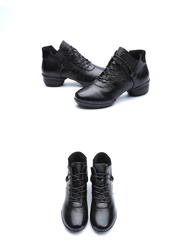 春夏新款广场舞鞋现代水兵舞鞋舞蹈鞋真牛皮女式软底中跟增高鞋