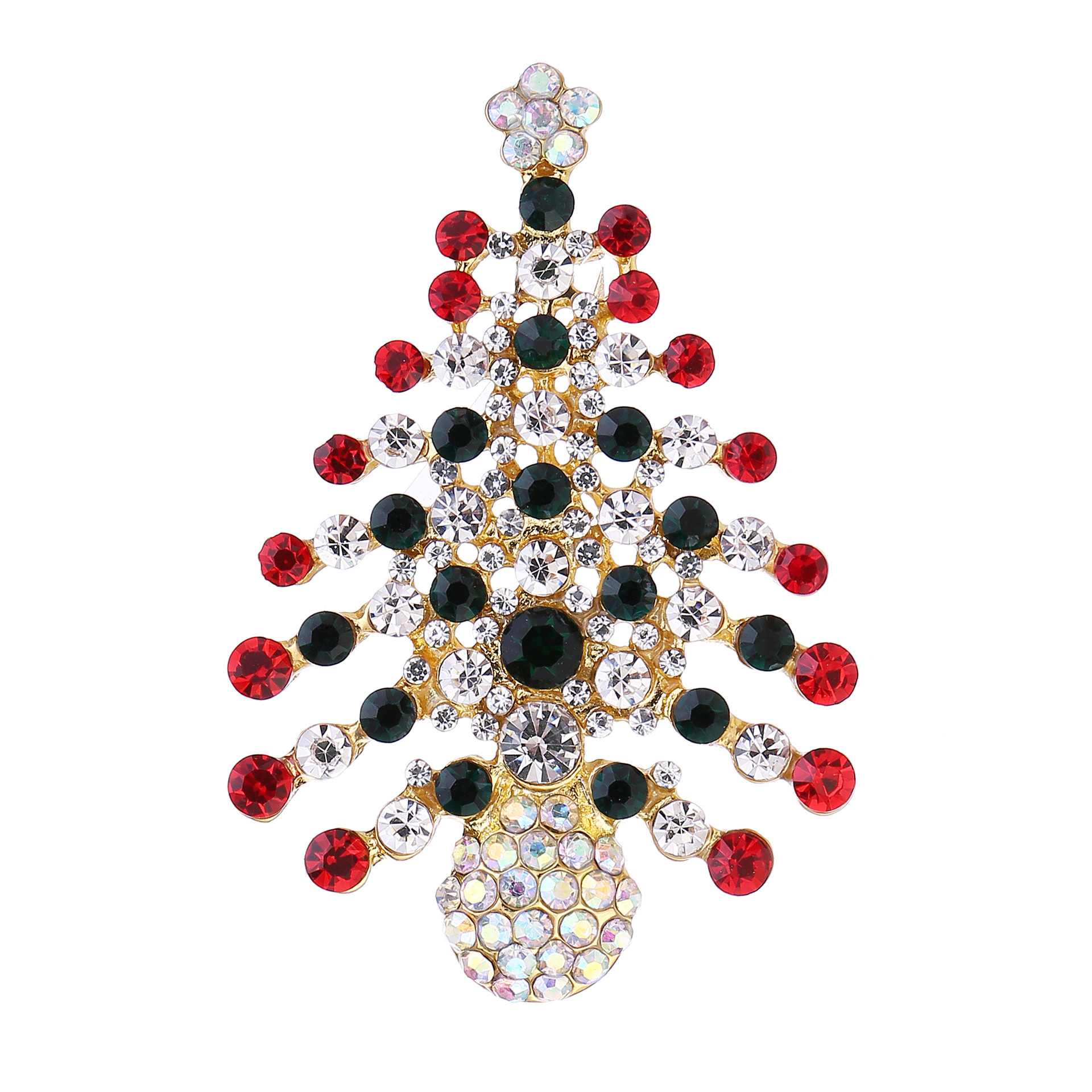 christmas brooch 欧美高档满钻七彩圣诞树胸针 衣饰胸花配饰别针