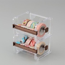 日本进口inomata 创意胶带切割器 胶带收纳盒透明胶带座