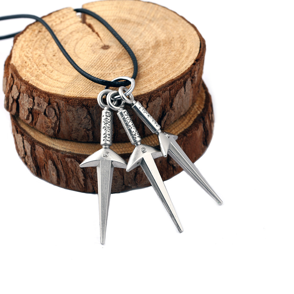 动漫周边热销 火影忍者 火影木叶标志 鸣人四代目手里剑项链批发