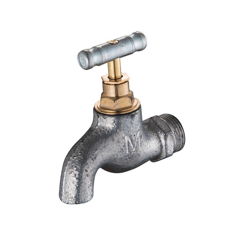 绿皮户外4分铁龙头 铸铁自来水龙头 老式铁快开龙头带钥匙防盗