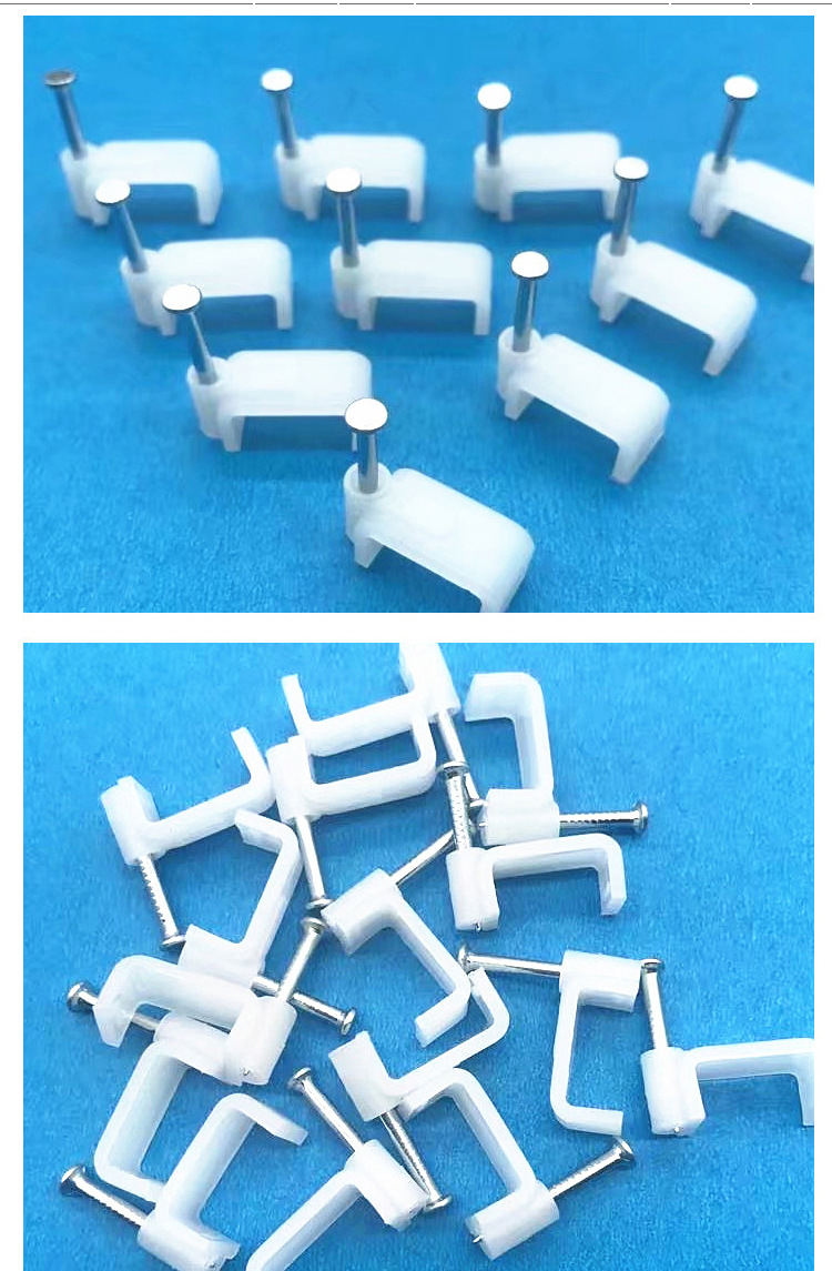 白色网线钉钢钉线卡 电线理线线卡 14mm方形护线套夹线卡批发