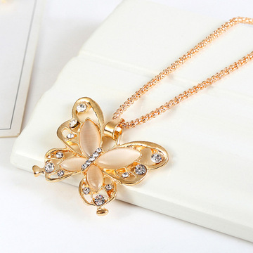 欧美蝴蝶猫眼石毛衣项链 新款饰品项链批发 装饰项链