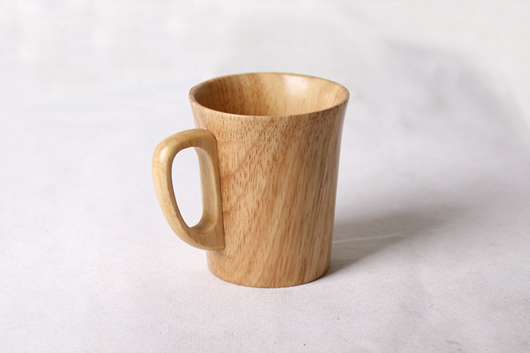 橡胶木木杯水杯 木质手把返边杯 手柄木杯 木质水杯 木杯大返边杯