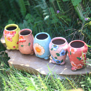 花盆批发景德镇手绘多肉花盆新品韩国简约时尚刻花陶瓷盆厂家直销