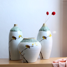 禅意现代 景德镇陶瓷三件套花瓶花插 结婚礼品 新房摆设 手绘荷花