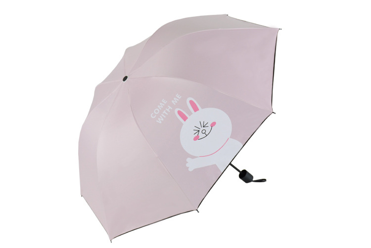 热销韩版卡通兔动物伞三折叠卡通可爱便携轻巧男女防晒防紫外线伞